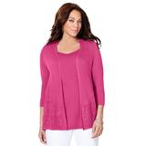 Plus Size Women's Embroidered Lace Cardigan by Catherines in Tango Pink (Size 3X)