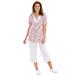 Plus Size Women's 2-Piece Tunic and Capri Set by Woman Within in White Multi Watercolor Floral (Size S)