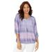 Plus Size Women's Santa Fe Peasant Top by Catherines in Purple Combo (Size 1X)