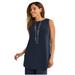 Plus Size Women's Knit Tunic Tank by The London Collection in Navy (Size 34/36) Wrinkle Resistant Stretch Knit Long Shirt