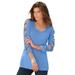 Plus Size Women's Lattice-Sleeve Ultimate Tee by Roaman's in Horizon Blue (Size 38/40) Shirt