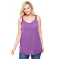 Plus Size Women's Lace-Trim V-Neck Tank by Woman Within in Pretty Violet (Size 18/20) Top