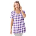 Plus Size Women's A-Line Knit Tunic by Woman Within in Purple Orchid Buffalo Plaid (Size 3X)