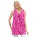 Plus Size Women's Perfect Printed Sleeveless Shirred V-Neck Tunic by Woman Within in Raspberry Sorbet Field Floral (Size 30/32)