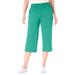 Plus Size Women's Elastic-Waist Knit Capri Pant by Woman Within in Pretty Jade (Size M)