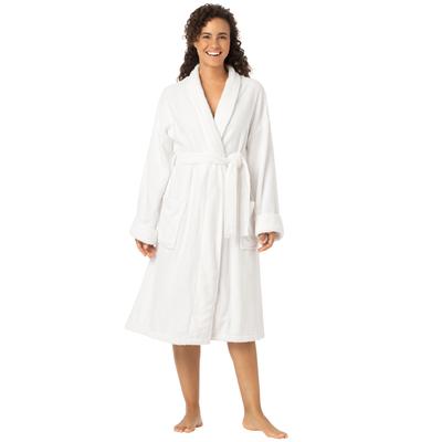 Plus Size Women's Short Terry Robe by Dreams & Co. in White (Size 4X)