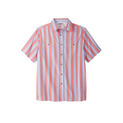 Men's Big & Tall Striped Short-Sleeve Sport Shirt by KingSize in Melon Stripe (Size 4XL)