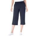 Plus Size Women's Elastic-Waist Knit Capri Pant by Woman Within in Navy (Size 4X)