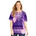 Plus Size Women's Ethereal Tee by Catherines in Deep Grape Tropical (Size 3X)