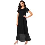 Plus Size Women's Mesh Detail Crewneck Dress by Roaman's in Black (Size 18 W)