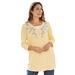 Plus Size Women's 7-Day Layered-Look Embroidered Henley Tunic by Woman Within in Banana Flower Embroidery (Size 5X)