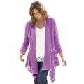 Plus Size Women's Open Front Pointelle Cardigan by Woman Within in Pretty Violet (Size L) Sweater