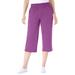 Plus Size Women's Elastic-Waist Knit Capri Pant by Woman Within in Purple Magenta (Size 3X)