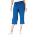 Plus Size Women's Elastic-Waist Knit Capri Pant by Woman Within in Bright Cobalt (Size 4X)