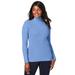 Plus Size Women's Ribbed Cotton Turtleneck Sweater by Jessica London in French Blue (Size 30/32) Sweater 100% Cotton