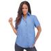 Plus Size Women's Short-Sleeve Kate Big Shirt by Roaman's in French Blue (Size 16 W) Button Down Shirt Blouse