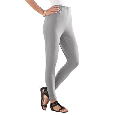 Plus Size Women's Ankle Length Essential Stretch Legging by Roaman's in Heather Grey (Size 6X) Activewear Workout Yoga Pants