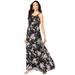 Plus Size Women's Romantic Ruffle Dress by Roaman's in Black Cherry Blossom (Size 34 W)