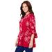 Plus Size Women's Embroidered Gauze Tunic by Catherines in Red (Size 6X)
