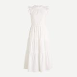 J. Crew Dresses | J Crew Tiered Ruffle-Sleeve Cotton Poplin Dress In White | Color: White | Size: S