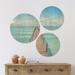 East Urban Home Designart 'Pier Infinite To The Sea' Seascape Wood Wall Art Set Of 3 Circles Wood in Blue/Brown | 34 H x 44 W x 1 D in | Wayfair