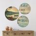 East Urban Home 'The Lake Is My Happy Place' Lake House Wood Wall Art Set Of 3 Circles Wood in Blue/Brown | 34 H x 44 W x 1 D in | Wayfair