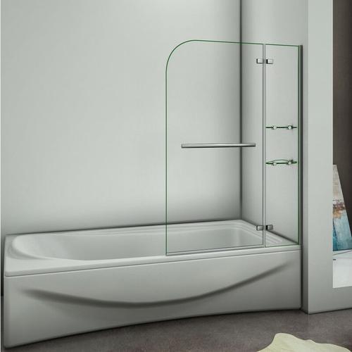 90X140cm Badewannenaufsatz Duschabtrennung Echtglas Duschwand Duschkabine – Transparent