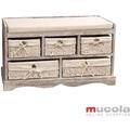 Panca a cassettiera 5 cestini bianco Shabby Chic panca bianca corridoio cuscini stile vintage