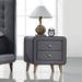 Valda Nightstand with 2 Drawers, Light Gray Fabric & Black Welt Trim