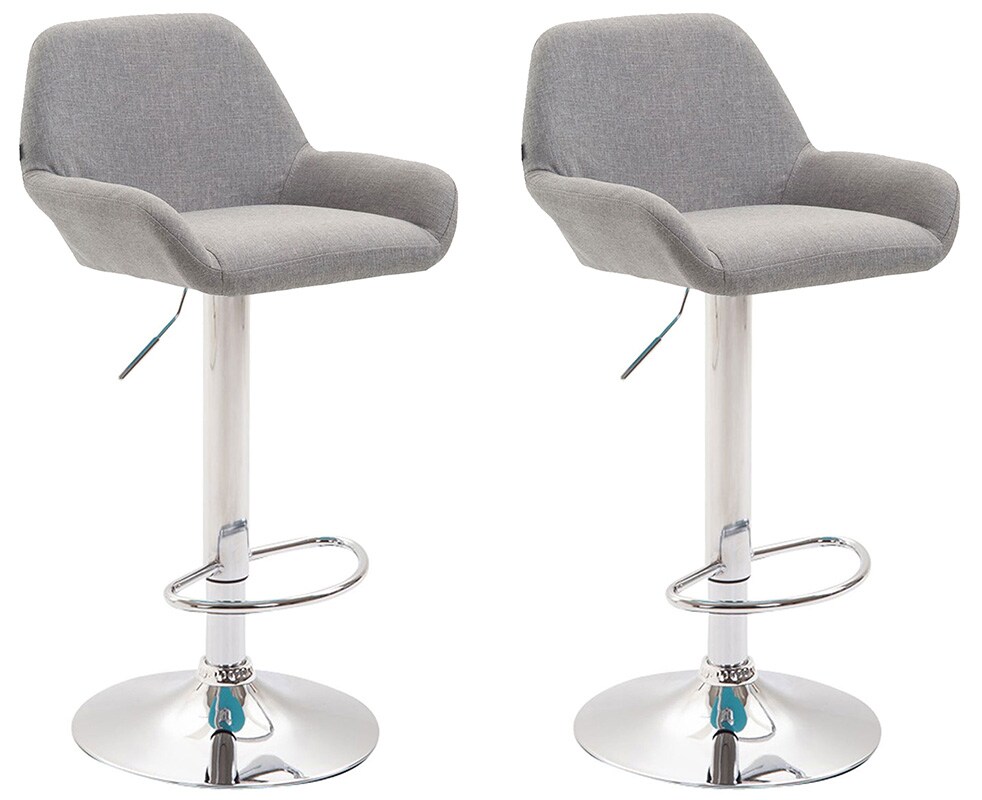 CLP 2er Set Barhocker Braga Stoff grau/chrom Image