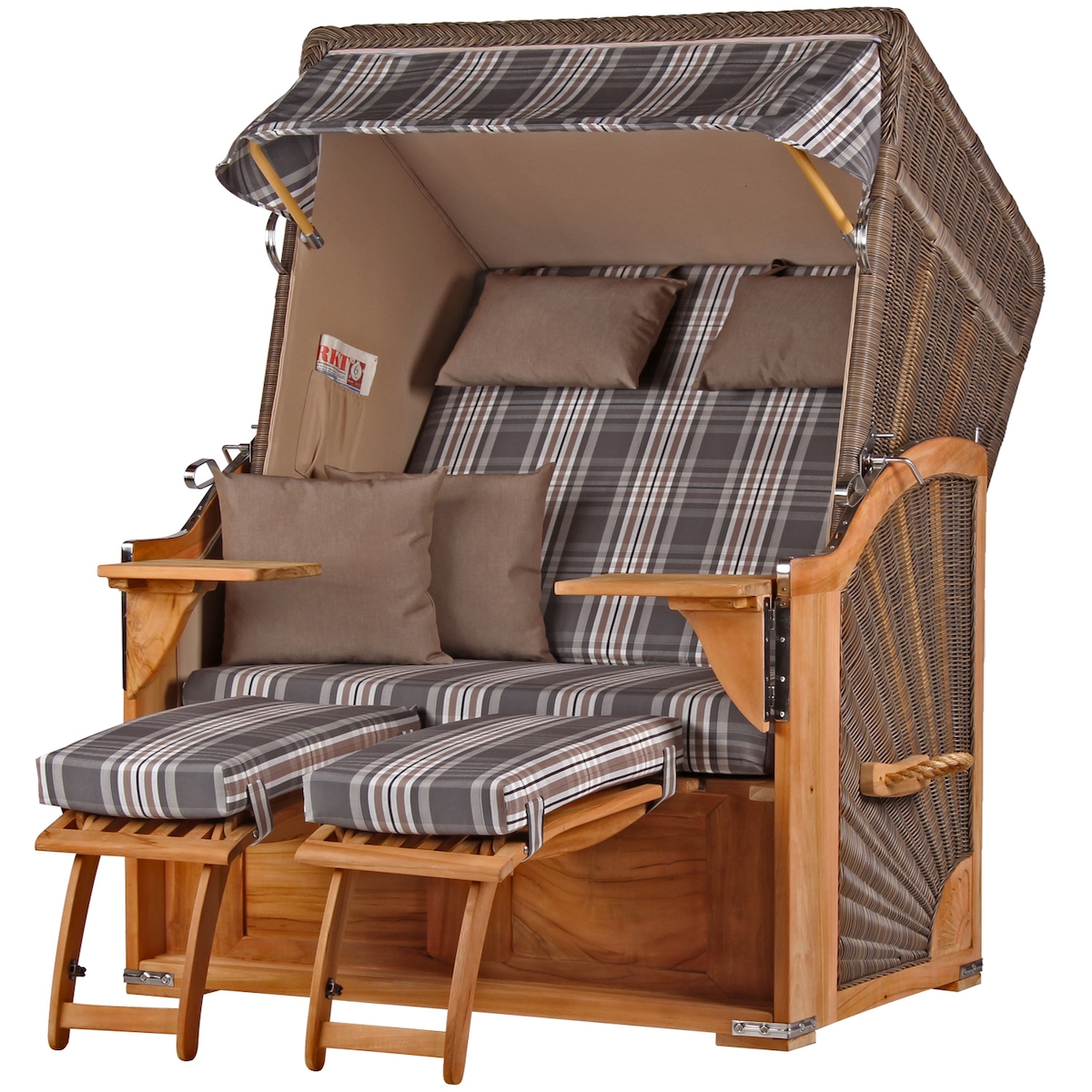 Mr. Deko Strandkorb - bene living - Schaalsee Teak - PE grau - Modell 522 - inkl. Liftersystem Image