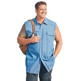 Men's Big & Tall Western Snap Front Muscle Shirt by KingSize in Bleach Denim (Size 3XL)