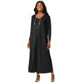 Plus Size Women's 2-Piece Stretch Knit Duster Set by The London Collection in Black (Size 14/16)