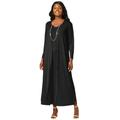 Plus Size Women's 2-Piece Stretch Knit Duster Set by The London Collection in Black (Size 30/32)