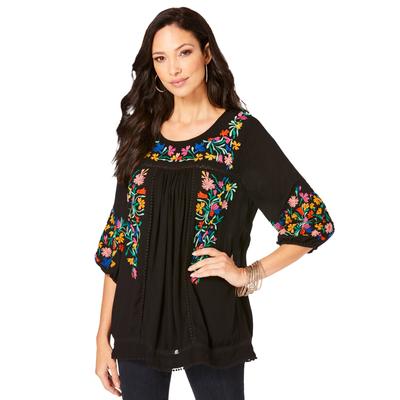 Plus Size Women's Boho Floral Tunic by Roaman's in Black Boho Floral (Size 32 W)
