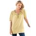 Plus Size Women's Ruffled Henley Tee by Roaman's in Banana (Size 26/28)