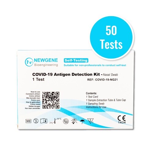 50 Stück Gene Laientest (Nasaltest) Covid-19 Selbsttest Schnelltest - Einzel Verpackt Image