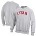 Men's Champion Heathered Gray Utah Utes Reverse Weave Fleece Crewneck Sweatshirt