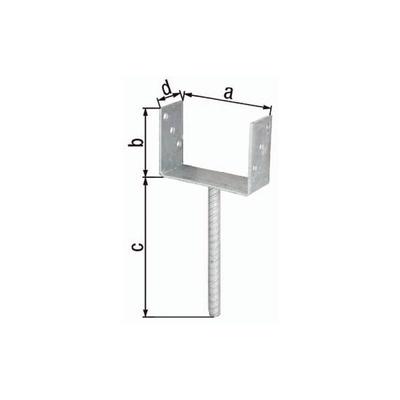 Gah Alberts U-Pfostenträger ETA-10/0210 101x100x200x60mm tzn m.Betonanker a.Riffelstahl - 214289