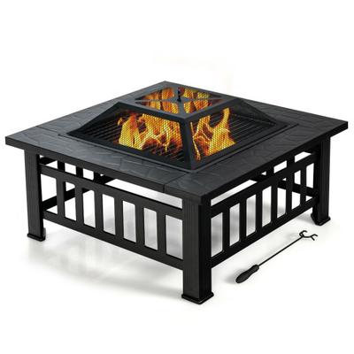Costway 32 Inch 3 in 1 Outdoor Square Fire Pit Tab...
