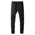 Jeans crayon skinny noir pour hommes pantalons en denim slim classiques streetwear commandé