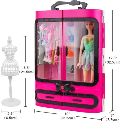 Accessoires pour poupée barbie, garde-robe rose, vêtements, chaussures et accessoires de rangement,