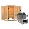 Karibu Sauna »Scarlett 3« im Set mit 9-kW-Ofen und finnischer Steuerung