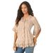 Plus Size Women's Whitney Lace Shirt by Roaman's in New Khaki (Size 28 W)