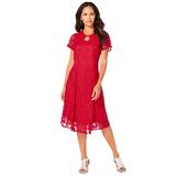 Plus Size Women's Keyhole Lace Dress by Roaman's in Vivid Red (Size 30 W)