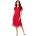 Plus Size Women's Keyhole Lace Dress by Roaman's in Vivid Red (Size 30 W)