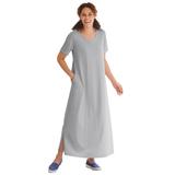 Plus Size Women's Perfect Short-Sleeve Scoopneck Maxi Tee Dress by Woman Within in Heather Grey (Size 4X)