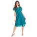 Plus Size Women's Keyhole Lace Dress by Roaman's in Deep Turquoise (Size 20 W)