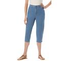 Plus Size Women's Perfect 5-Pocket Relaxed Capri With Back Elastic by Woman Within in Light Stonewash (Size 38 W)