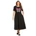 Plus Size Women's Short-Sleeve Scoopneck Empire Waist Dress by Woman Within in Black Multi Butterfly (Size M)
